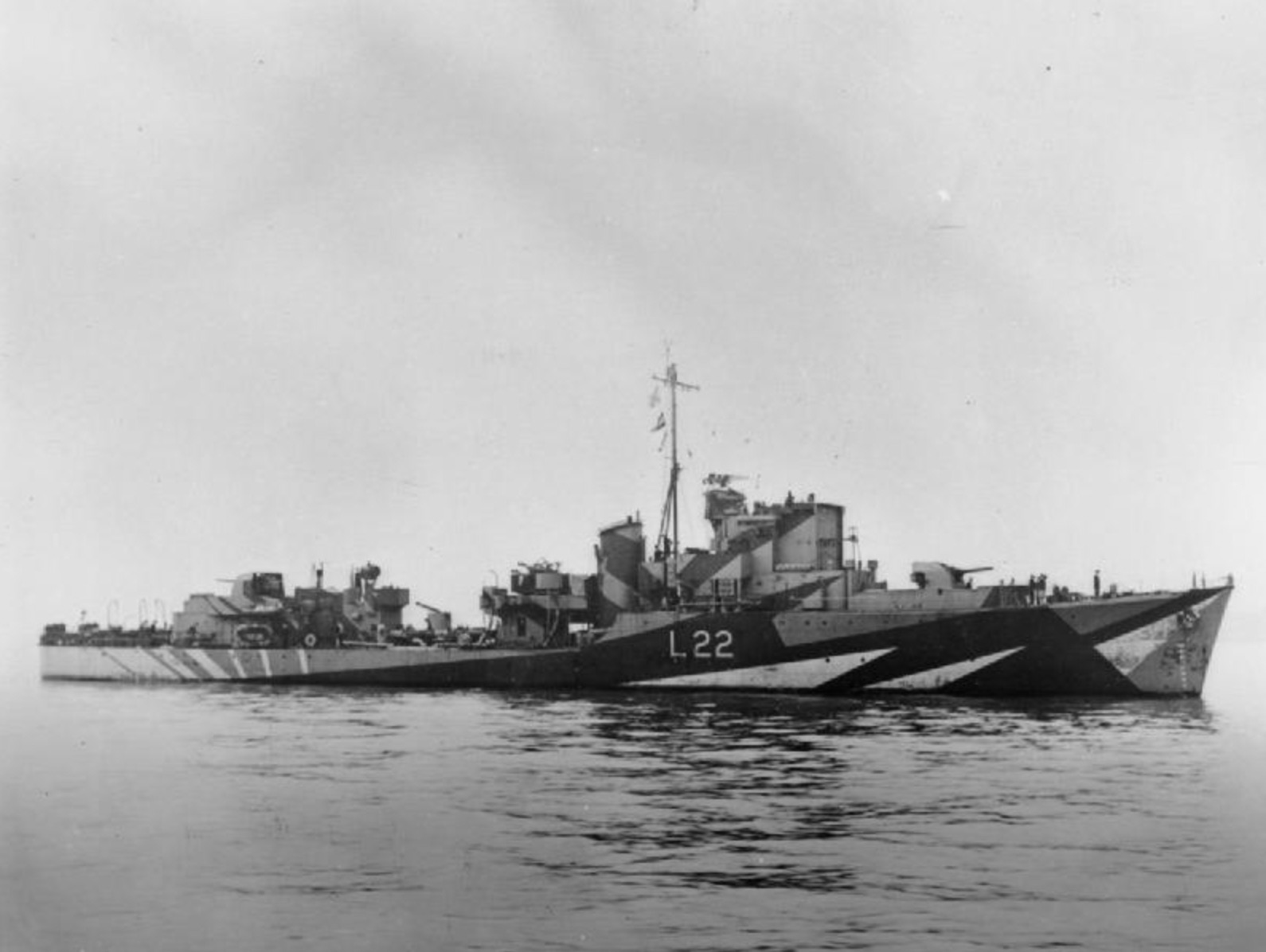 Hunt-class destroyer Aldenham at anchor off Southern France
